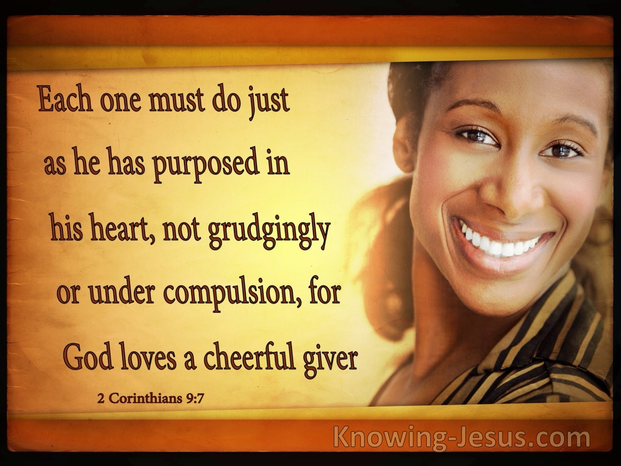 2 Corinthians 9:7 God Loves A Cheerful Giver (brown)
